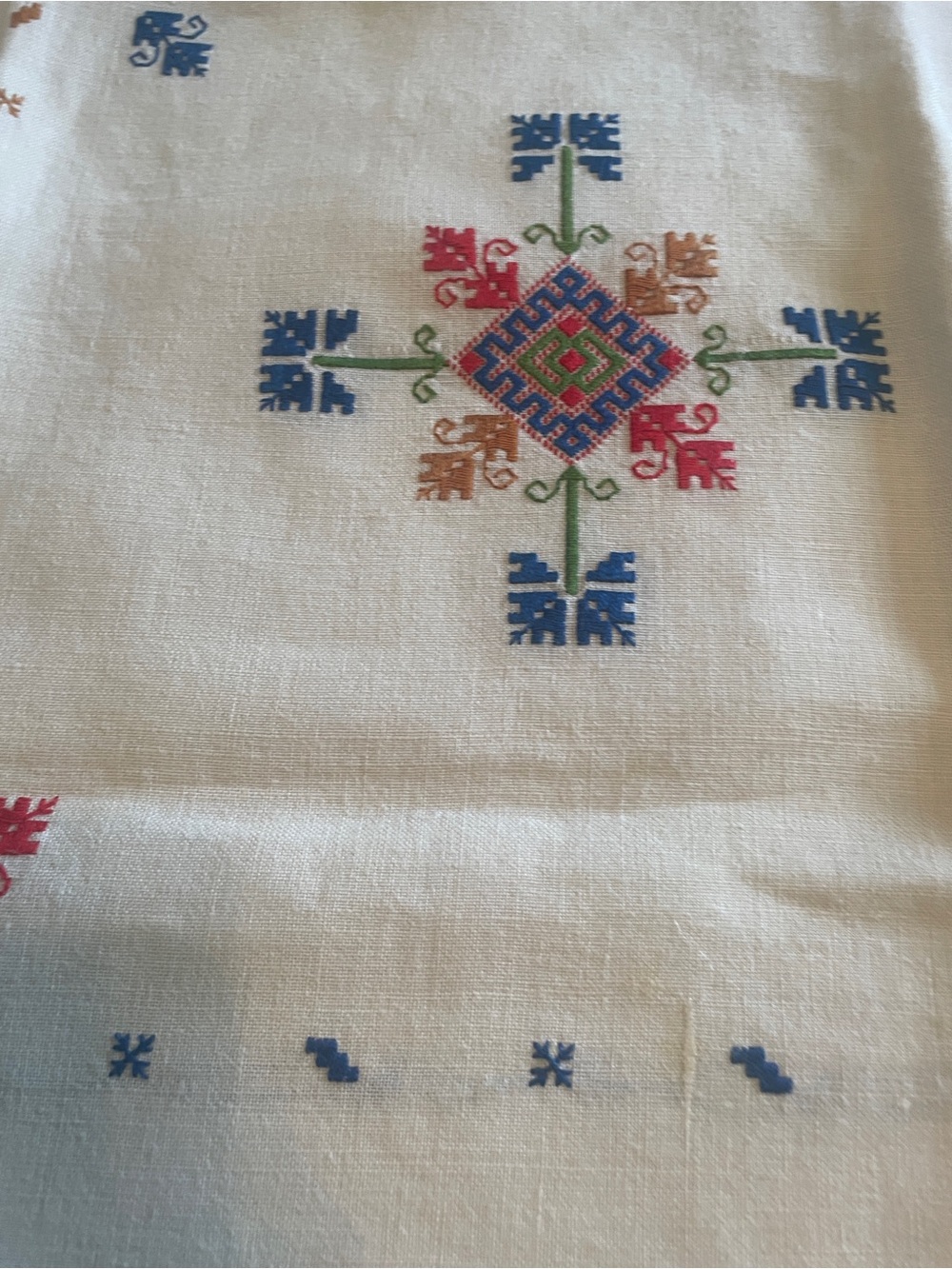 Vintage Handmade Lagartera Embroidered Tablecloth